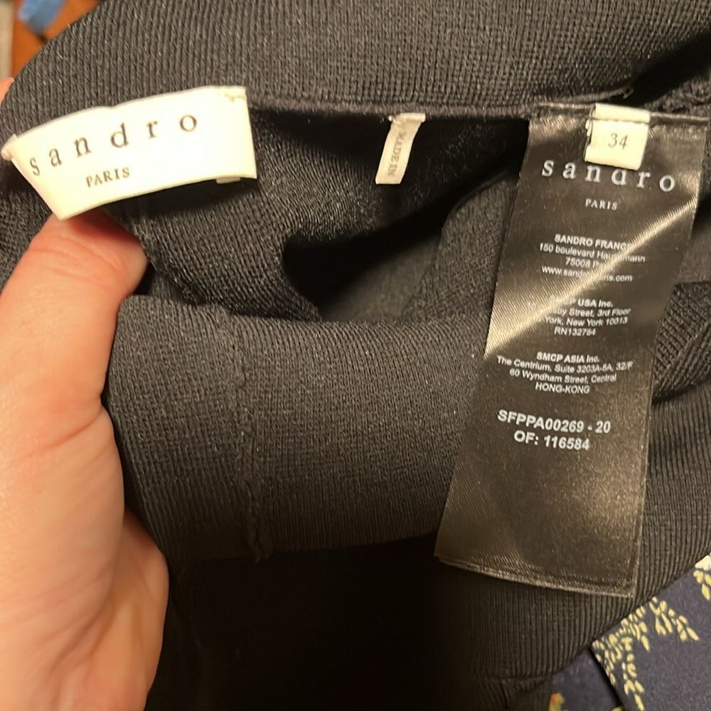 SANDRO Sienna Split-Ankle Black Knit Crop Leggings, Size 34 (0/XS) - Picture 12 of 14